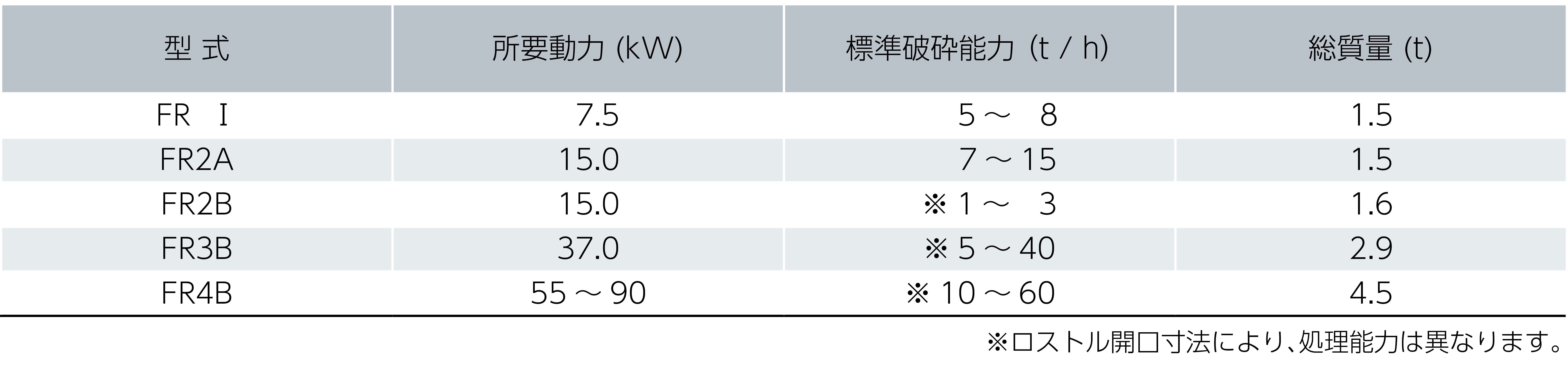 フリッタ仕様表